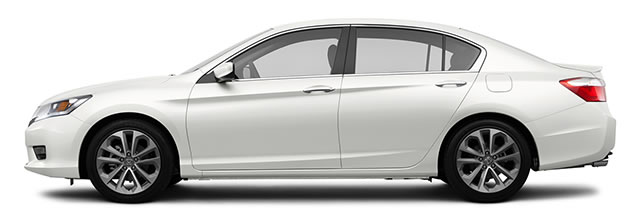 Side view of a white 4-door Honda Accord